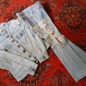 Embroidered jeans and jean jacket,Daniel Original